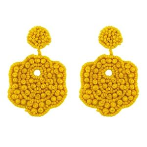 Bahati Jewelry - Yellow Flower Beaded Large Statement Drop Earrings Bahati Jewelry - Yellow Flower Beaded Large Statement Drop Earrings